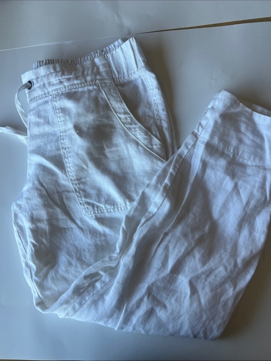 Athleta Pants - Athleta White Elastic Waist Linen Pants